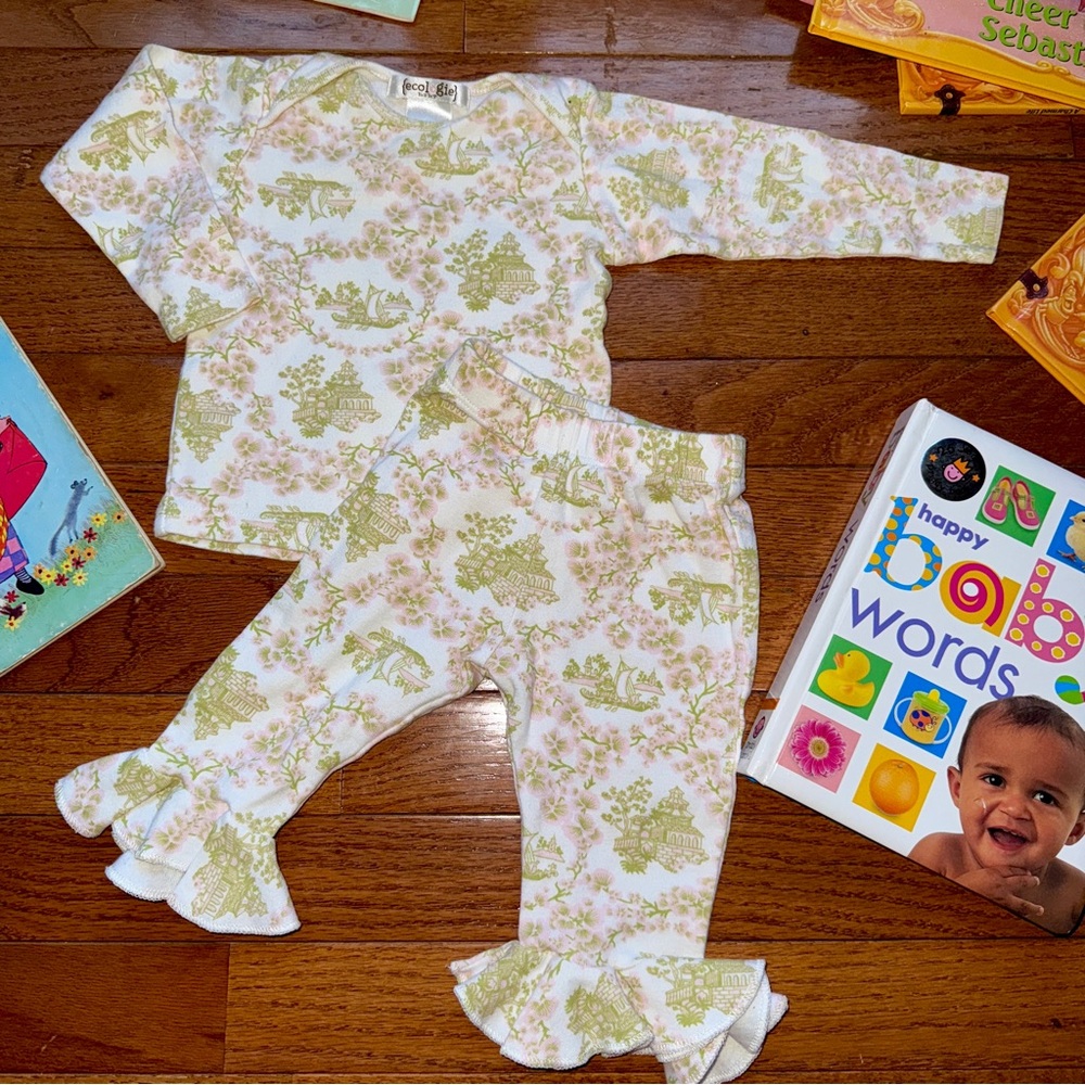 Ecologie Baby Floral Cherry Blossom Japanese  Pajama Set, 6-9 Months